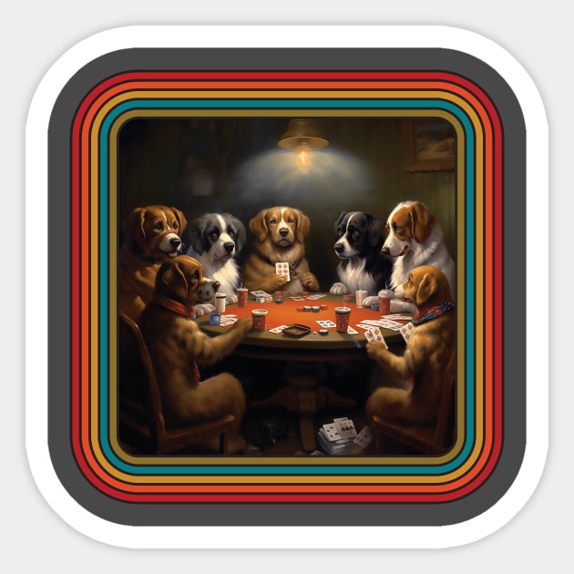 Retro Dogs Playing Poker Sticker by DavidLoblaw